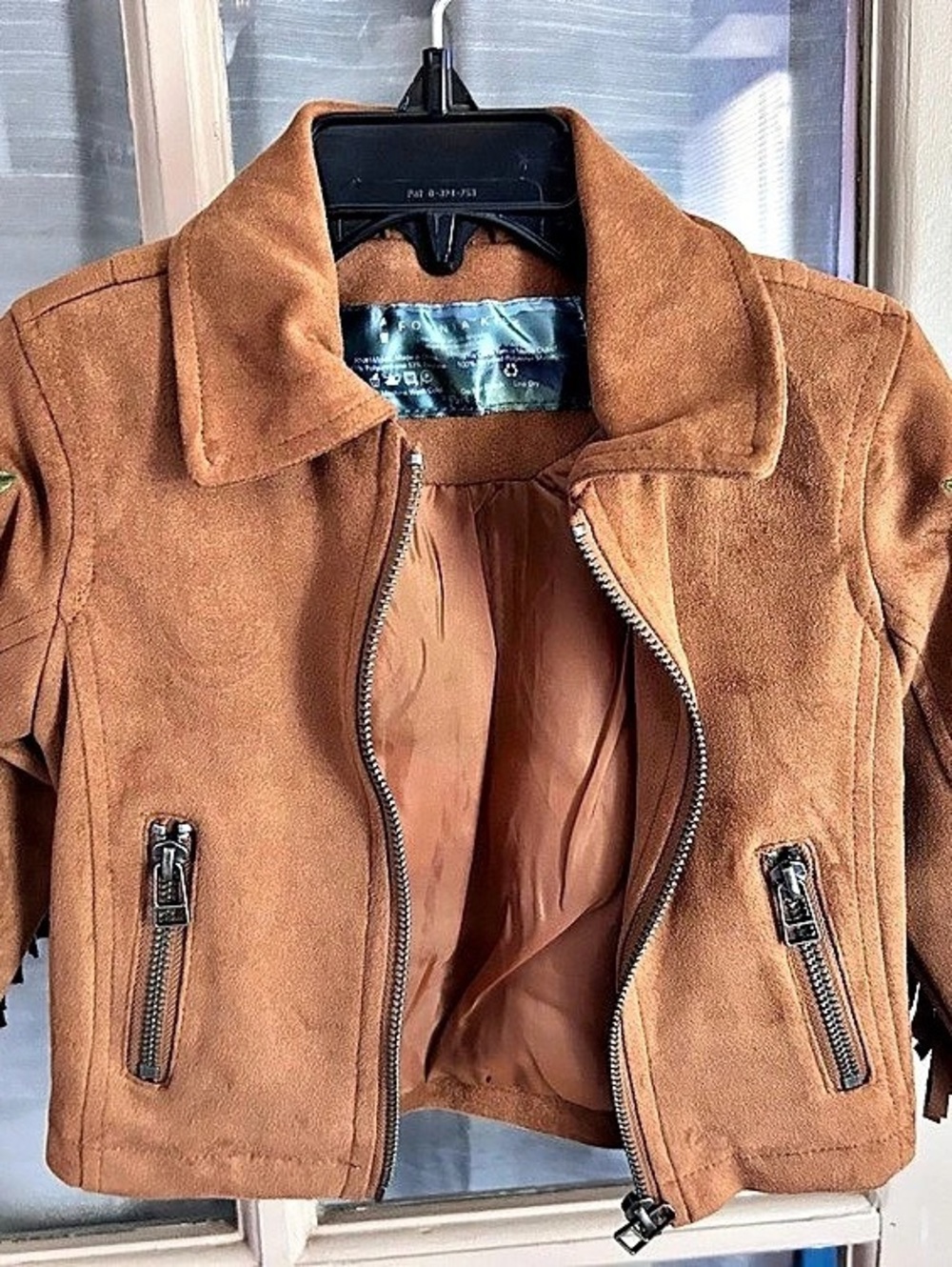 Fornia Kids Embroidered Fringe Jacket in Brown Like New